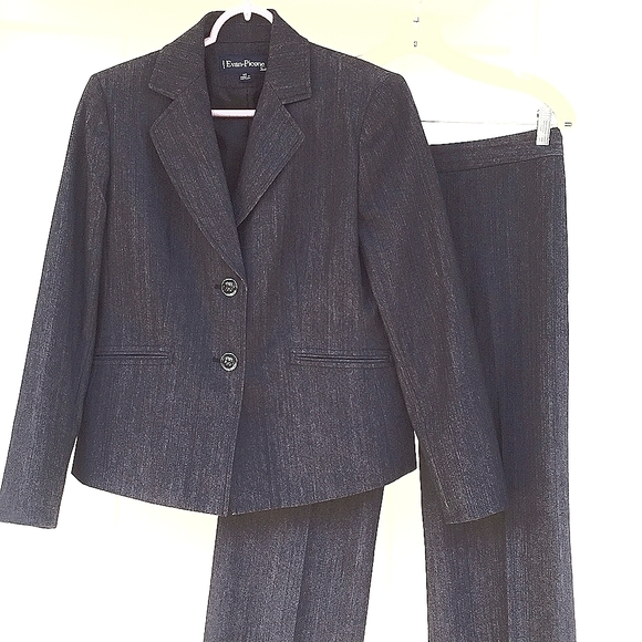 NEW 6P FULLY LINED EVAN PICONE GRAY GREY-BLUE PANT SUIT - Picture 3 of 8